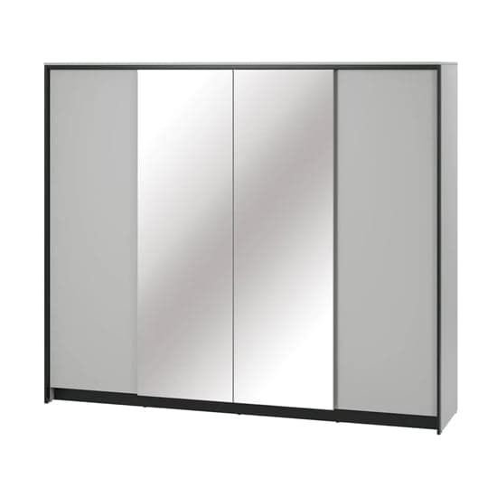 Genoa Mirrored Wardrobe With 4 Doors In Grey And LED_2