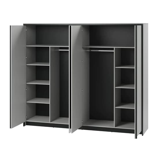 Genoa Mirrored Wardrobe With 4 Doors In Grey And LED_3