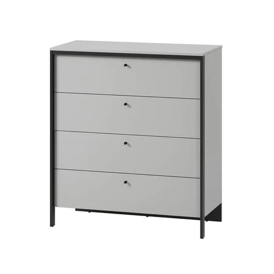 Genoa Wooden Chest Of 4 Drawers In Grey And LED_5