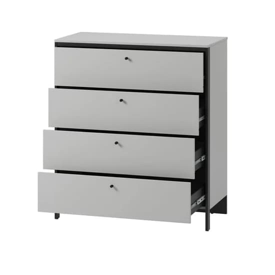 Genoa Wooden Chest Of 4 Drawers In Grey And LED_6