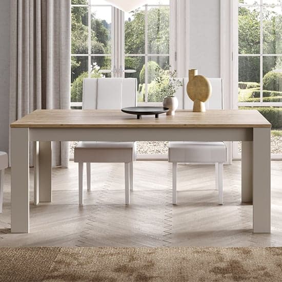 Genoa Wooden Dining Table In Cashmere And Cadiz Oak_1