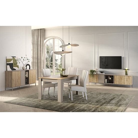 Genoa Wooden TV Stand With 4 Doors In Cashmere And Cadiz Oak_3