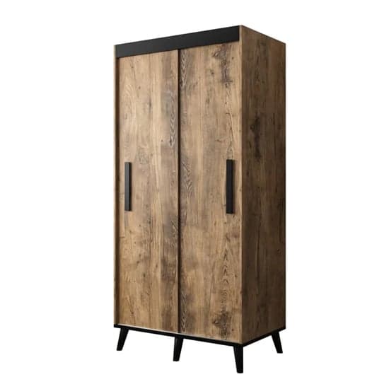 Genoa Wooden Wardrobe 2 Sliding Doors 100cm In Chestnut_5