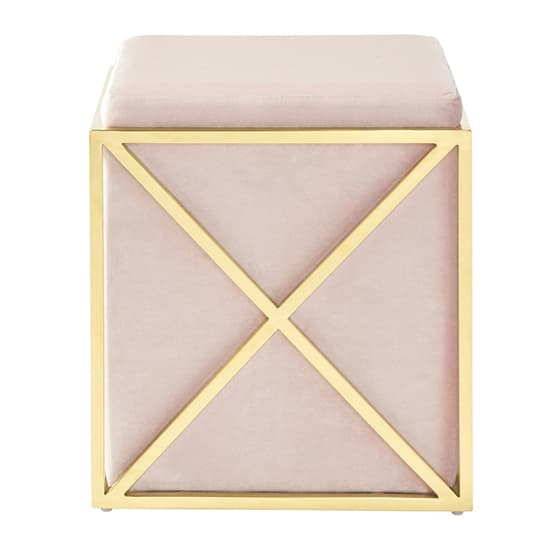 Geokin Velvet Accent Stool In Pink With Gold Frame_2