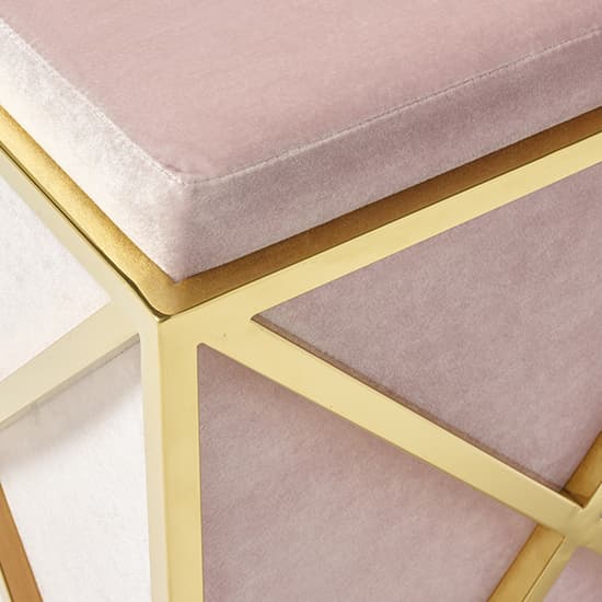Geokin Velvet Accent Stool In Pink With Gold Frame_3