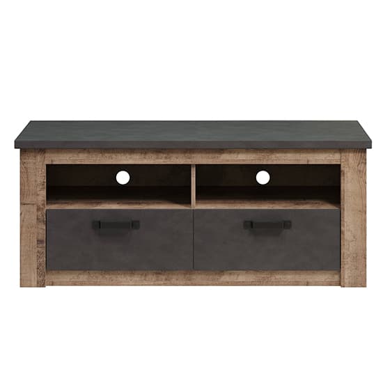 Gerald LED Wooden 2 Drawers TV Stand In Matera And Brown Oak_4