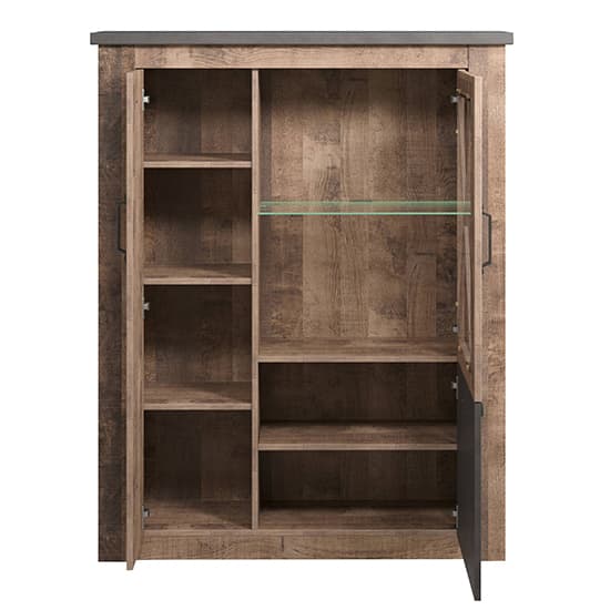 Gerald LED Wooden Display Cabinet In Matera And Brown Oak_4