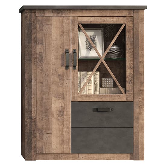 Gerald LED Wooden Display Cabinet In Matera And Brown Oak_3