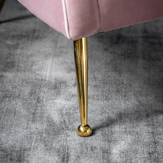 Gerania Velvet Arm Chair With Gold Metal Legs In Dusky Pink_4