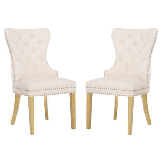Gerd Cream Velvet Dining Chairs With Gold Legs In Pair_1