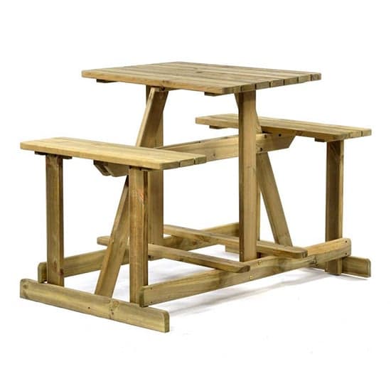 Gerik Timber Walk-In Bar Table With Benches Green Pine_1