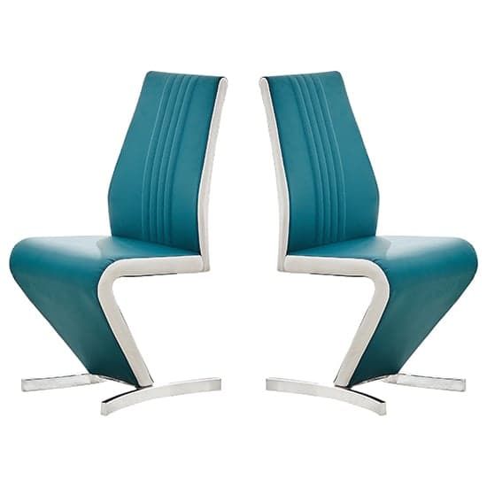 Gia Teal And White Faux Leather Dining Chairs In Pair_2