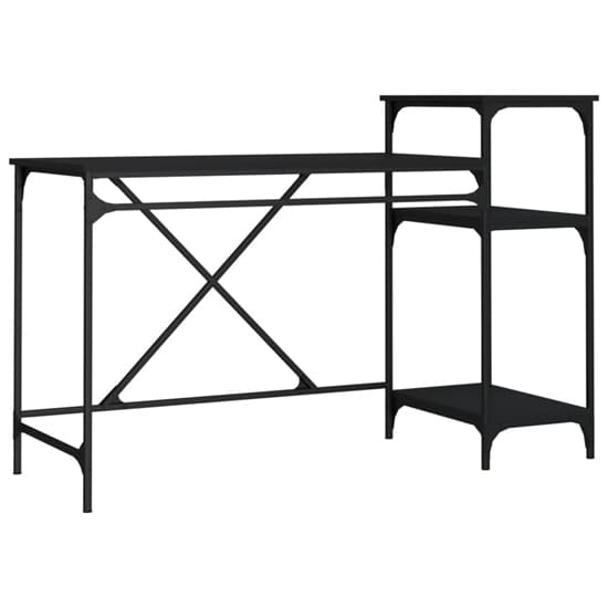 Gia Wooden Computer Desk Large With Shelves In Black_3