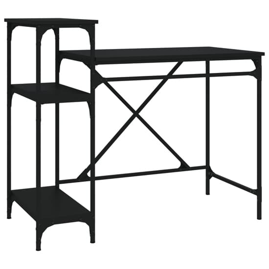 Gia Wooden Computer Desk Small With Shelves In Black_3