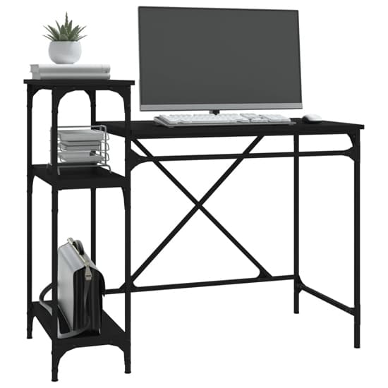 Gia Wooden Computer Desk Small With Shelves In Black_4