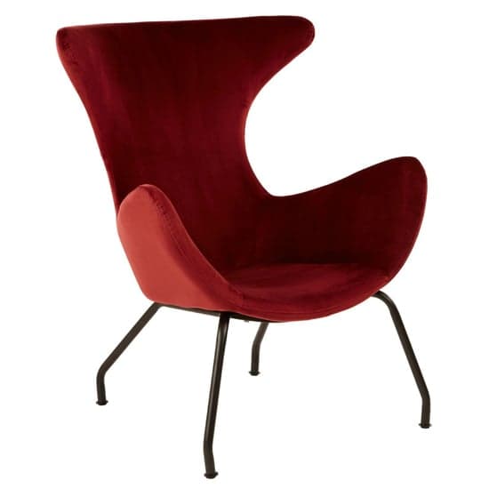 Giausar Velvet Bedroom Chair With Black Metal legs In Red_2