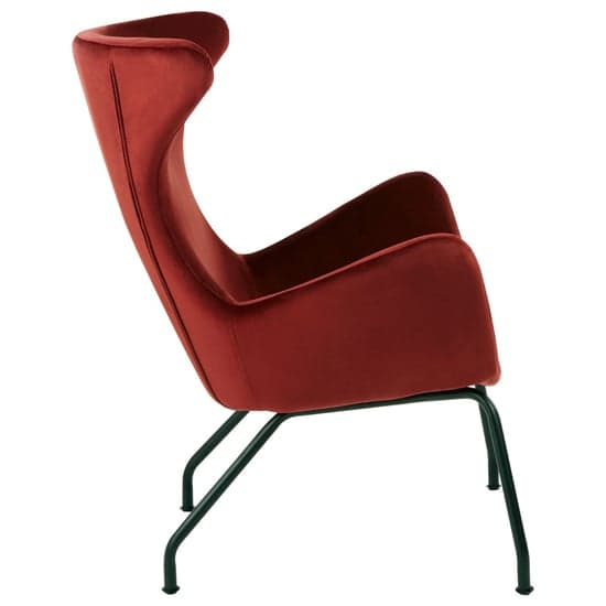 Giausar Velvet Bedroom Chair With Black Metal legs In Red_4