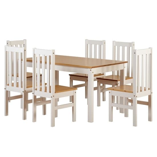 Ladkro 6 Seater Wooden Dining Table Set In White And Oak_2