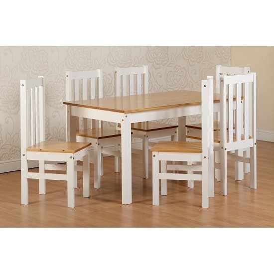 Ladkro 6 Seater Wooden Dining Table Set In White And Oak_4
