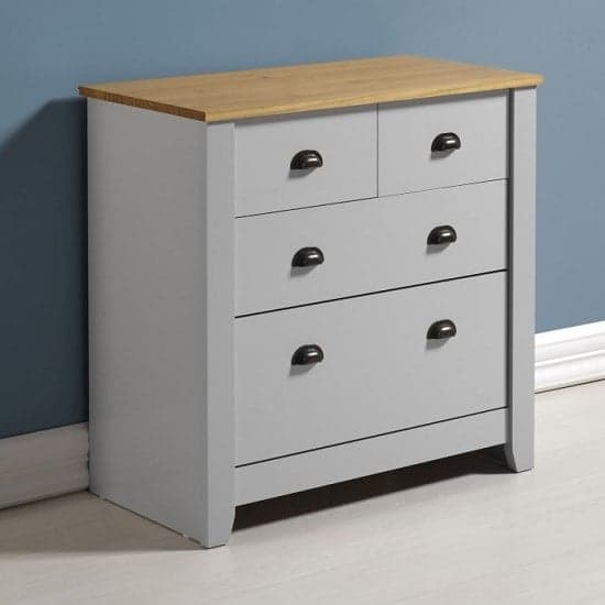 Ladkro Chest Of Drawers In Grey And Oak With 4 Drawers
