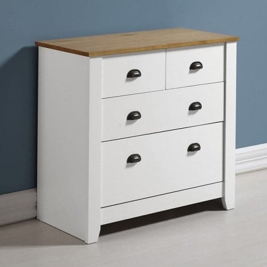 Ladkro Chest Of Drawers In White And Oak With 4 Drawers