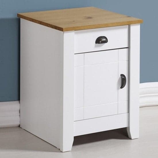 Ladkro Wooden Bedside Cabinet In White And Oak_1