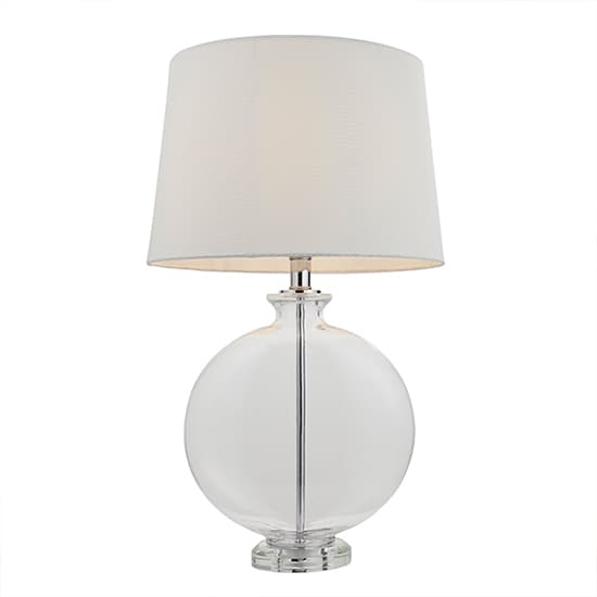 Gideon White Linen Cylinder Table Lamp In Polished Nickel_2