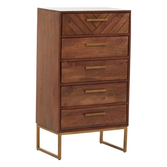 Gijon Mango Wood Chest Of 5 Drawers In Brown_2