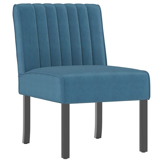 Gilbert Velvet Bedroom Chair In Blue With Wooden Legs_2