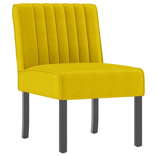Gilbert Velvet Bedroom Chair In Yellow With Wooden Legs_2