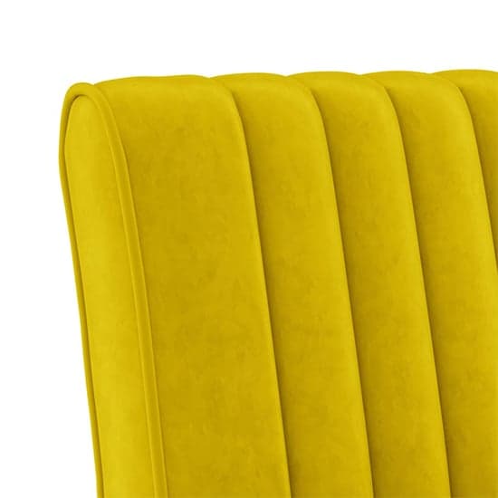 Gilbert Velvet Bedroom Chair In Yellow With Wooden Legs_6