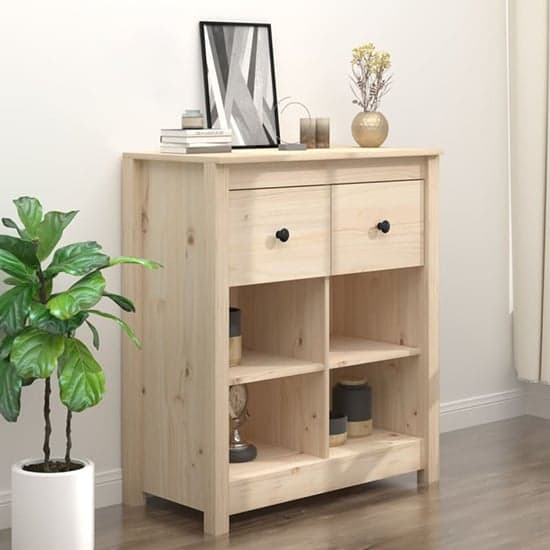 Giles Pine Wood Sideboard With 2 Drawers In Natural_1