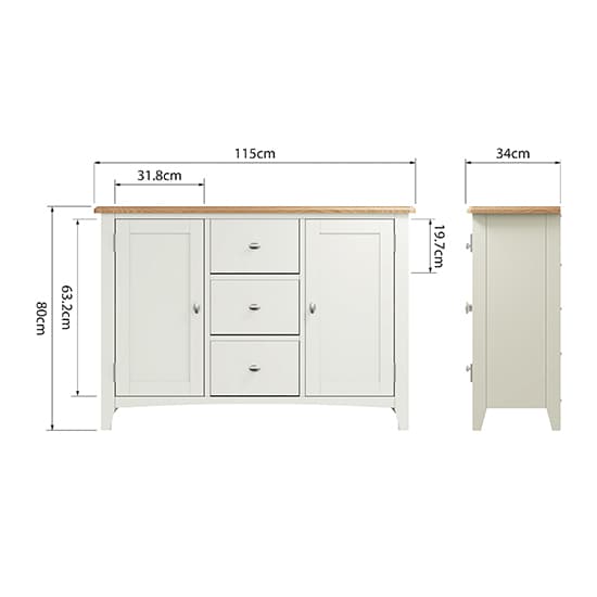 Gilford Wooden 2 Doors 3 Drawers Sideboard In White_6