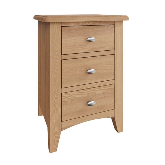 Gilford Wooden 3 Drawers Bedside Cabinet In Light Oak_2