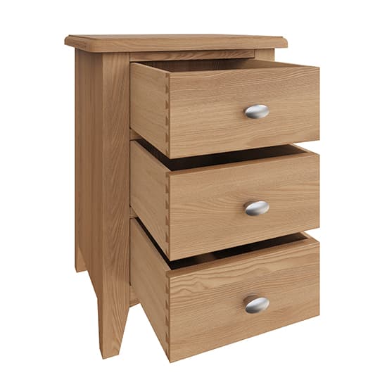 Gilford Wooden 3 Drawers Bedside Cabinet In Light Oak_3