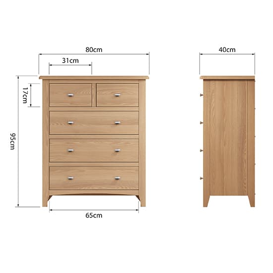 Gilford Wooden Chest Of 5 Drawers In Light Oak_6