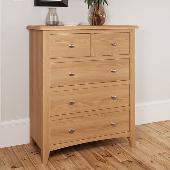 Gilford Wooden Chest Of 5 Drawers In Light Oak_1