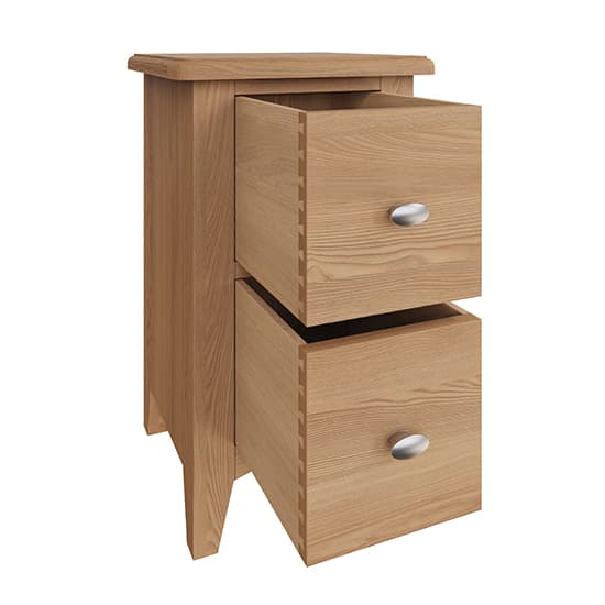 Gilford Wooden 2 Drawers Bedside Cabinet In Light Oak_3