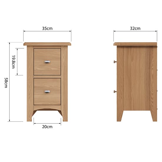 Gilford Wooden 2 Drawers Bedside Cabinet In Light Oak_6