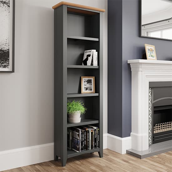 Gilford Tall Wooden Bookcase In Grey Furniture in Fashion