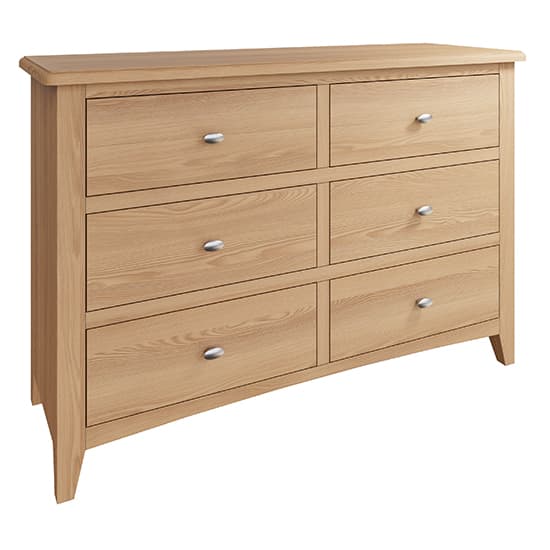 Gilford Wide Wooden Chest Of 6 Drawers In Light Oak_2