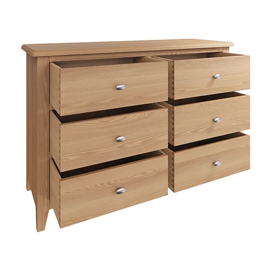 Gilford Wide Wooden Chest Of 6 Drawers In Light Oak_3
