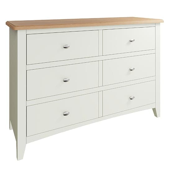 Gilford Wide Wooden Chest Of 6 Drawers In White_2
