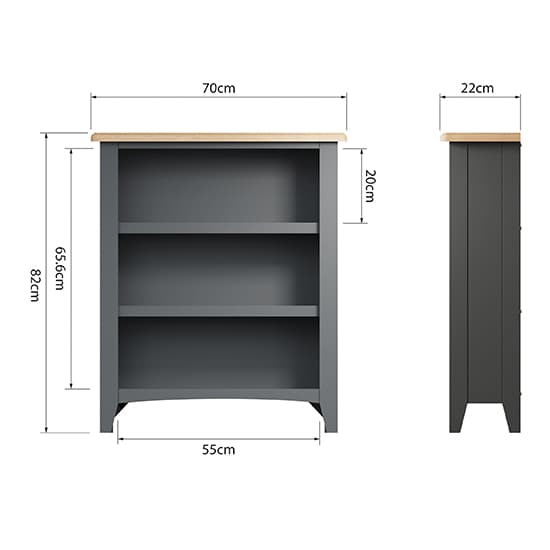 Gilford Wide Wooden Small Bookcase In Grey_6