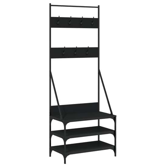 Gilford Wooden Clothes Rack With Shoe Storage In Black_2