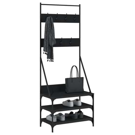 Gilford Wooden Clothes Rack With Shoe Storage In Black_3