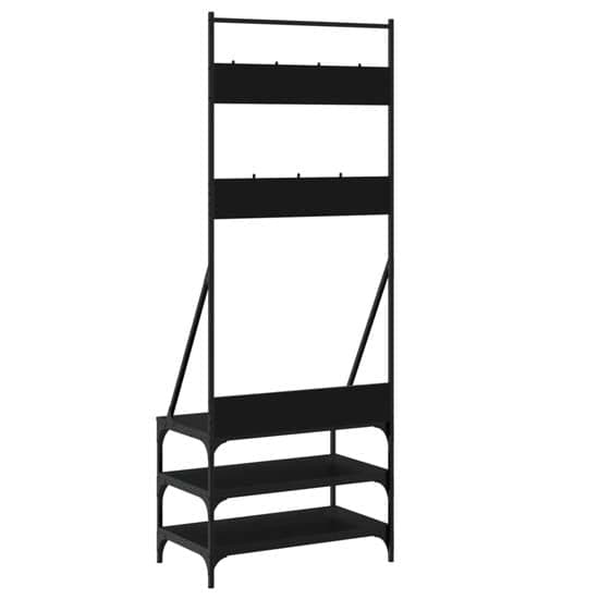 Gilford Wooden Clothes Rack With Shoe Storage In Black_6
