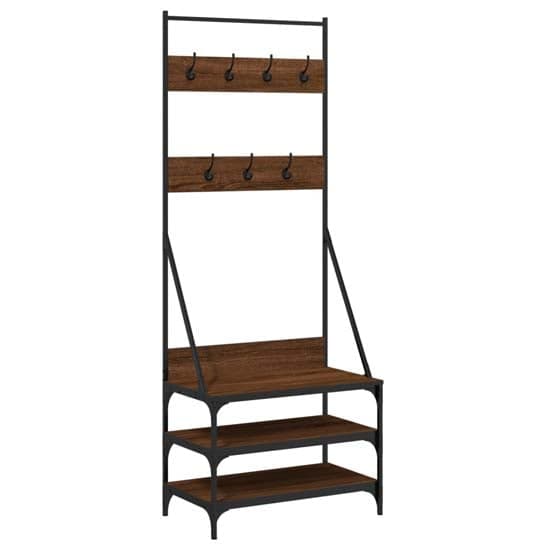 Gilford Wooden Clothes Rack With Shoe Storage In Brown Oak_2