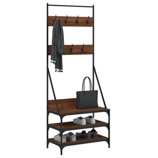Gilford Wooden Clothes Rack With Shoe Storage In Brown Oak_3