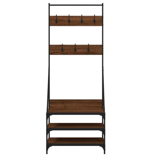 Gilford Wooden Clothes Rack With Shoe Storage In Brown Oak_4